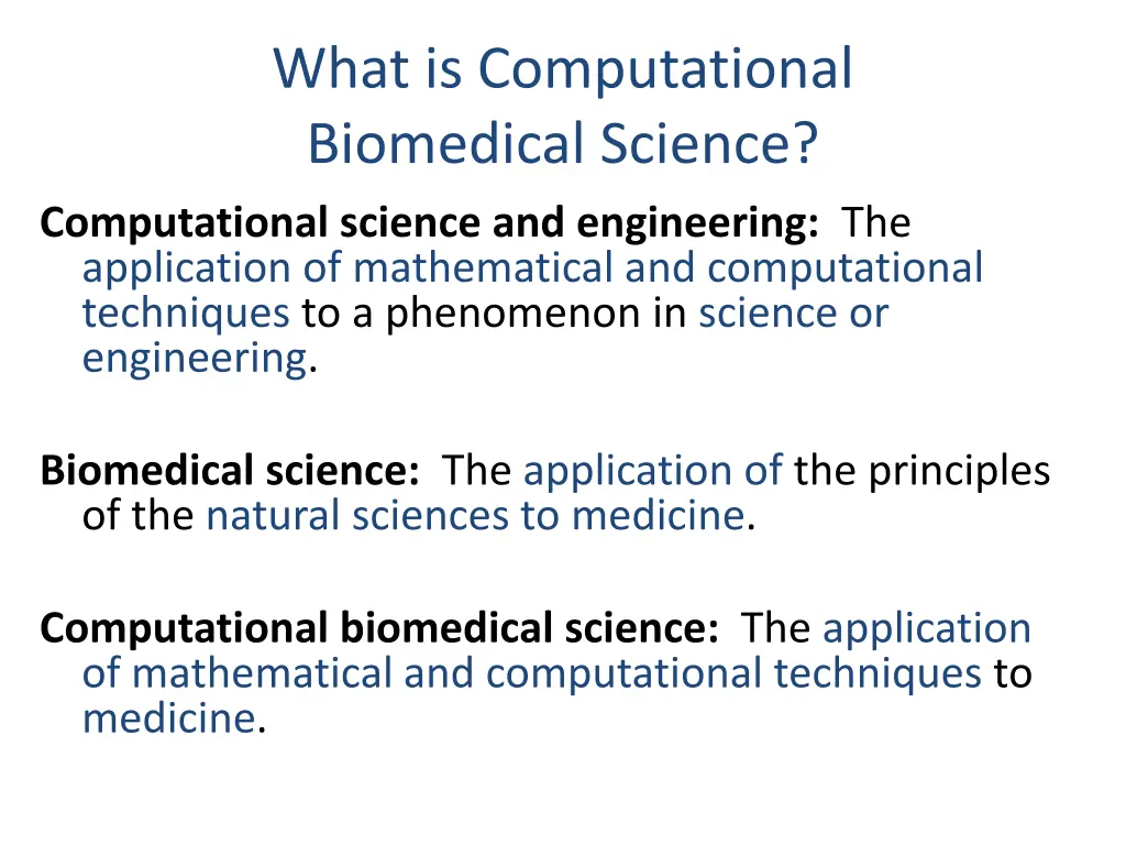 what is computational biomedical science