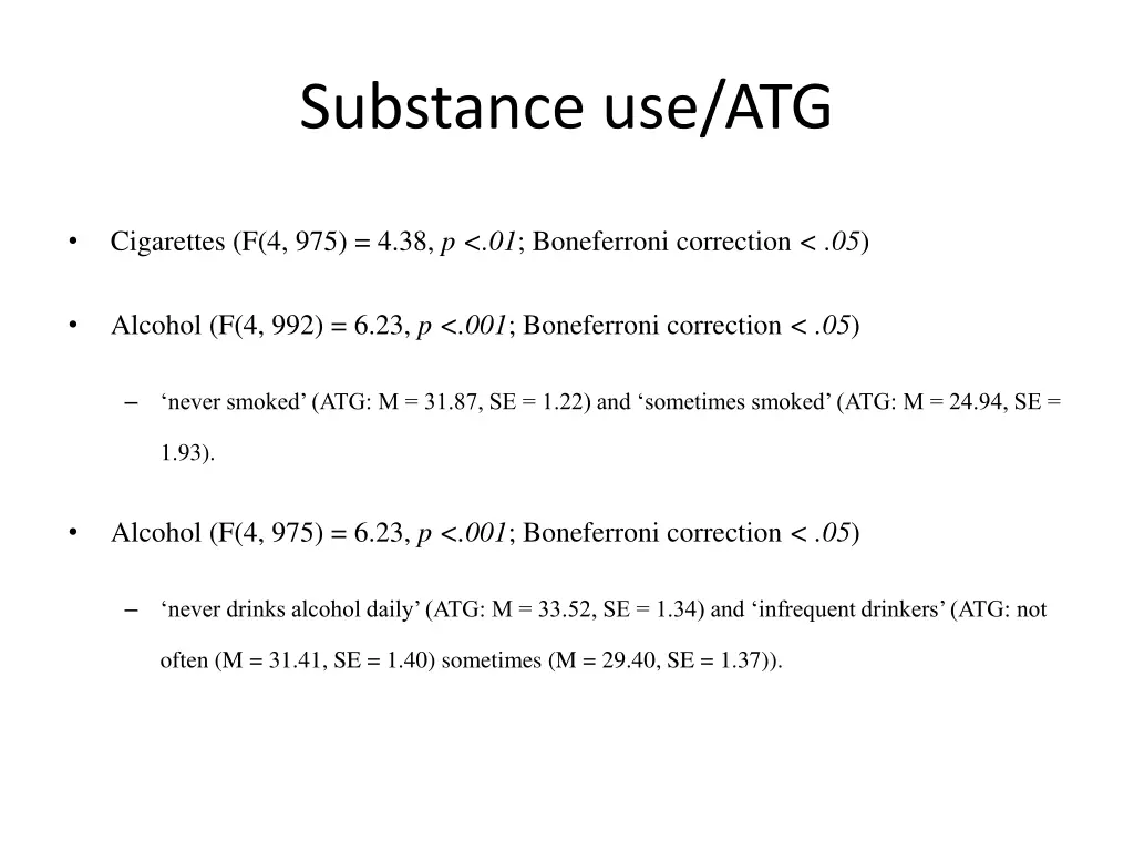 substance use atg