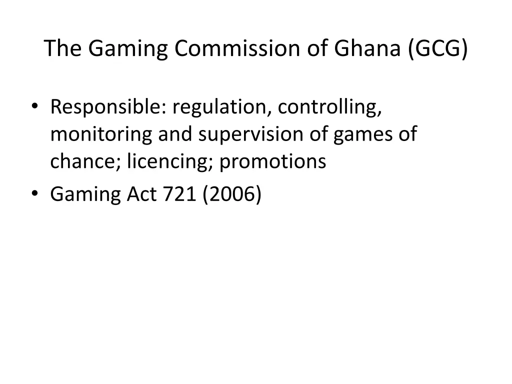 the gaming commission of ghana gcg