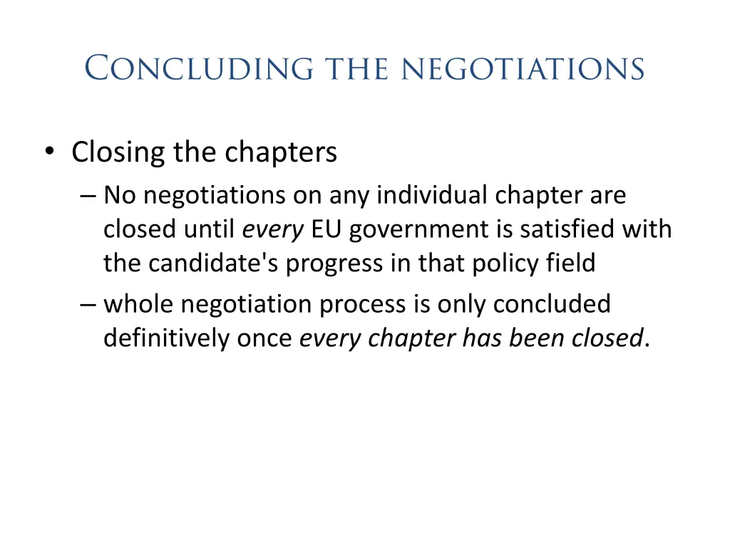 closing the chapters no negotiations