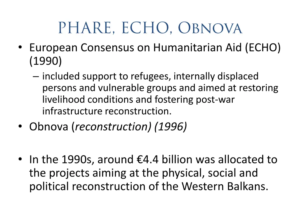 european consensus on humanitarian aid echo 1990