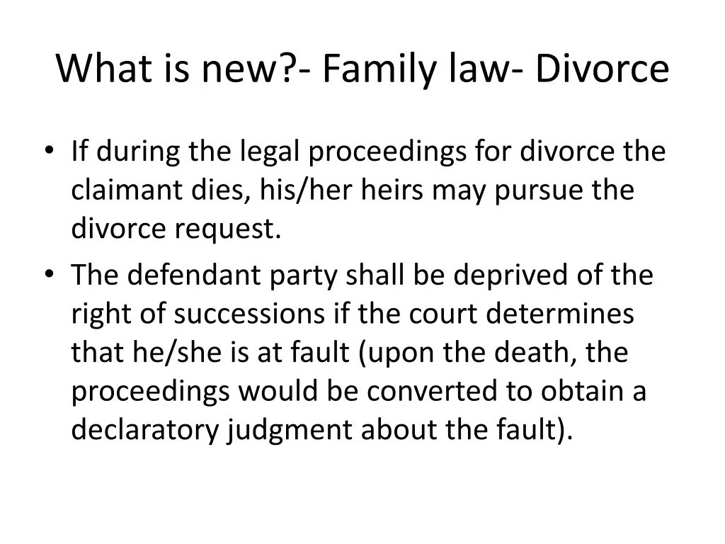 what is new family law divorce 1
