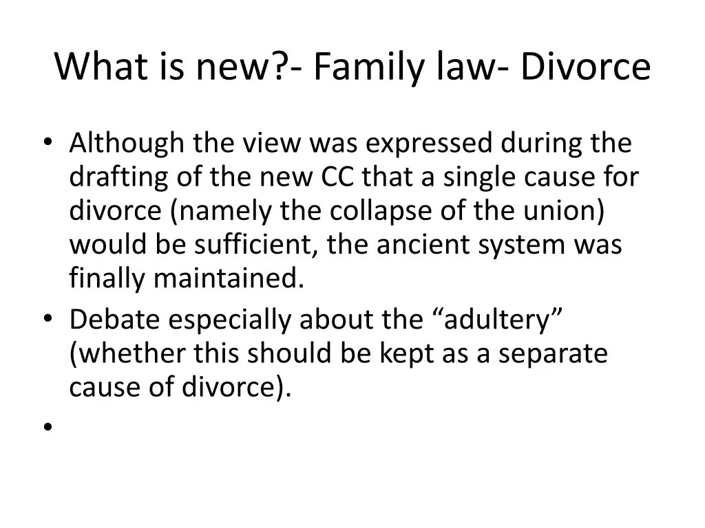 what is new family law divorce
