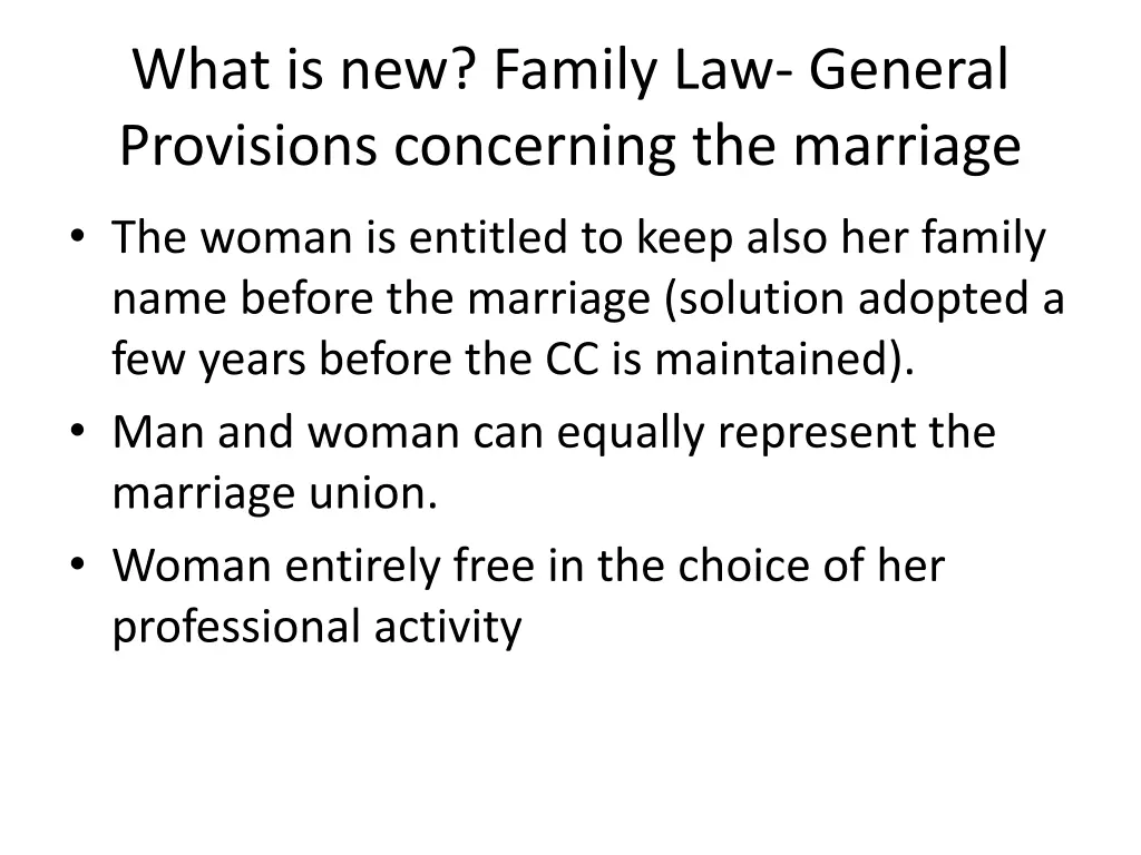 what is new family law general provisions 1