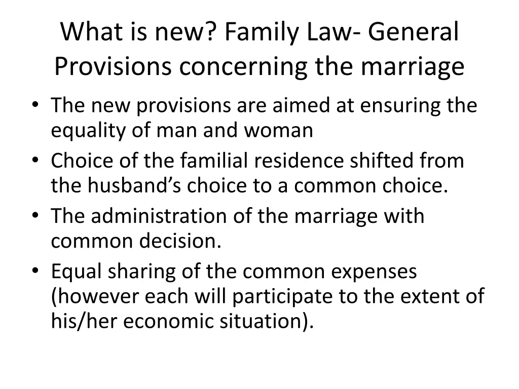what is new family law general provisions