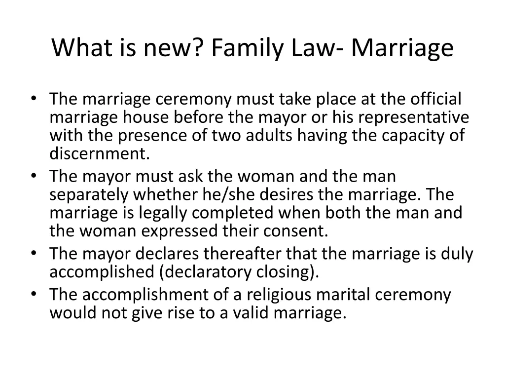 what is new family law marriage 1
