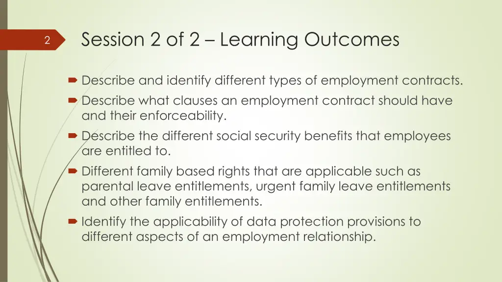 session 2 of 2 learning outcomes