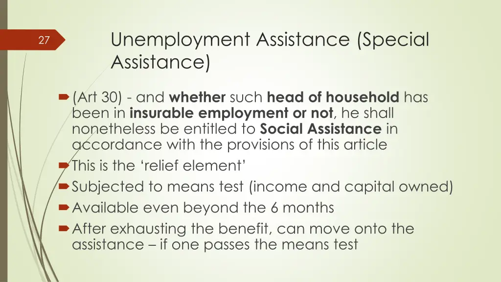 unemployment assistance special assistance