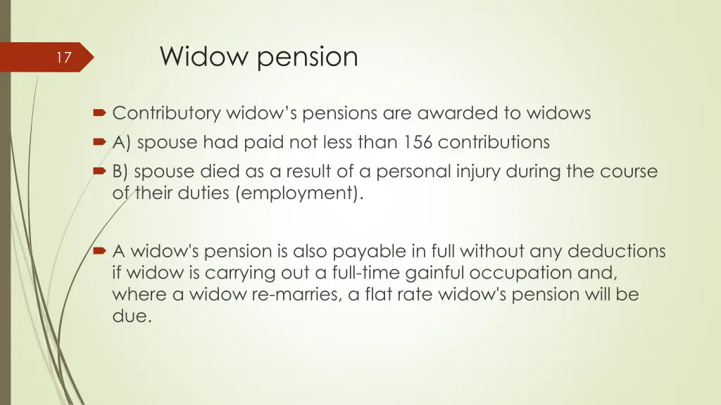 widow pension