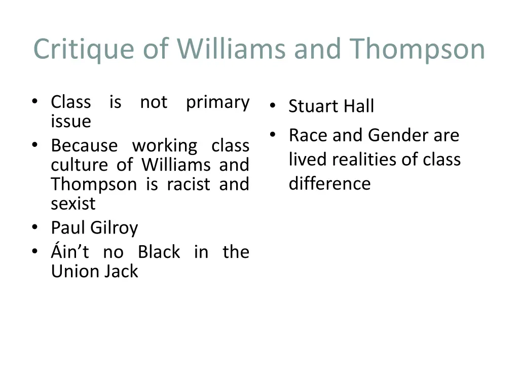 critique of williams and thompson