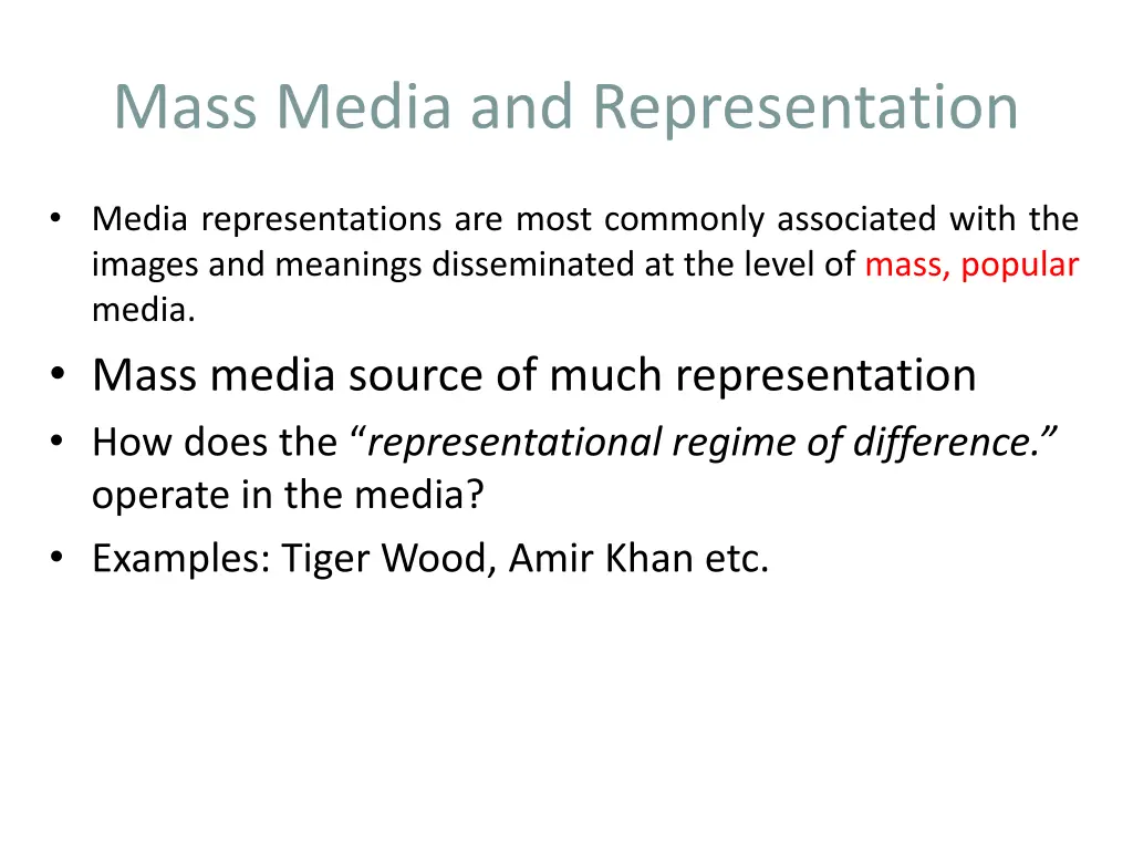 mass media and representation