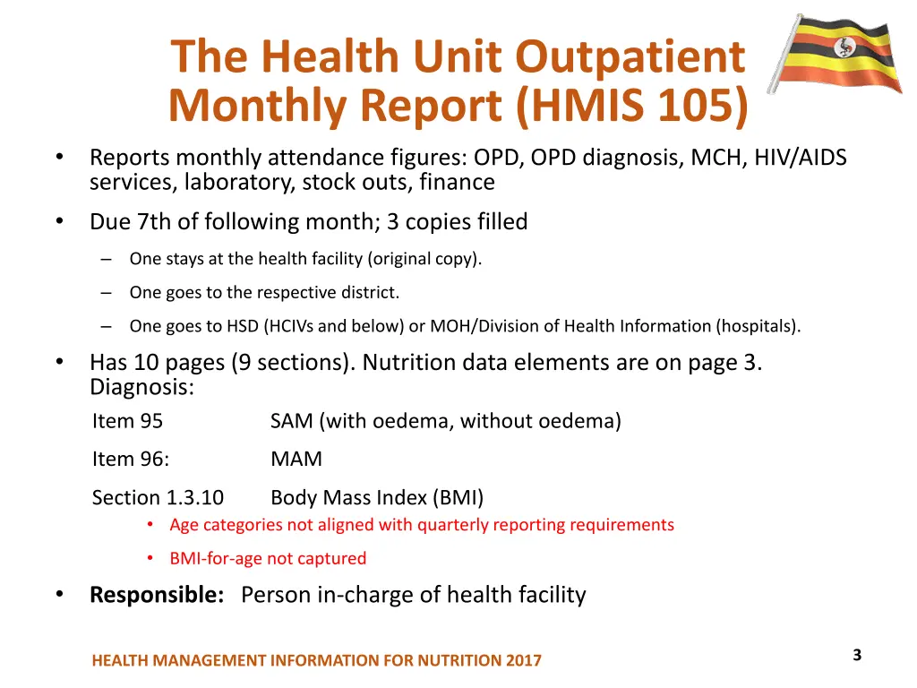 the health unit outpatient monthly report hmis 105