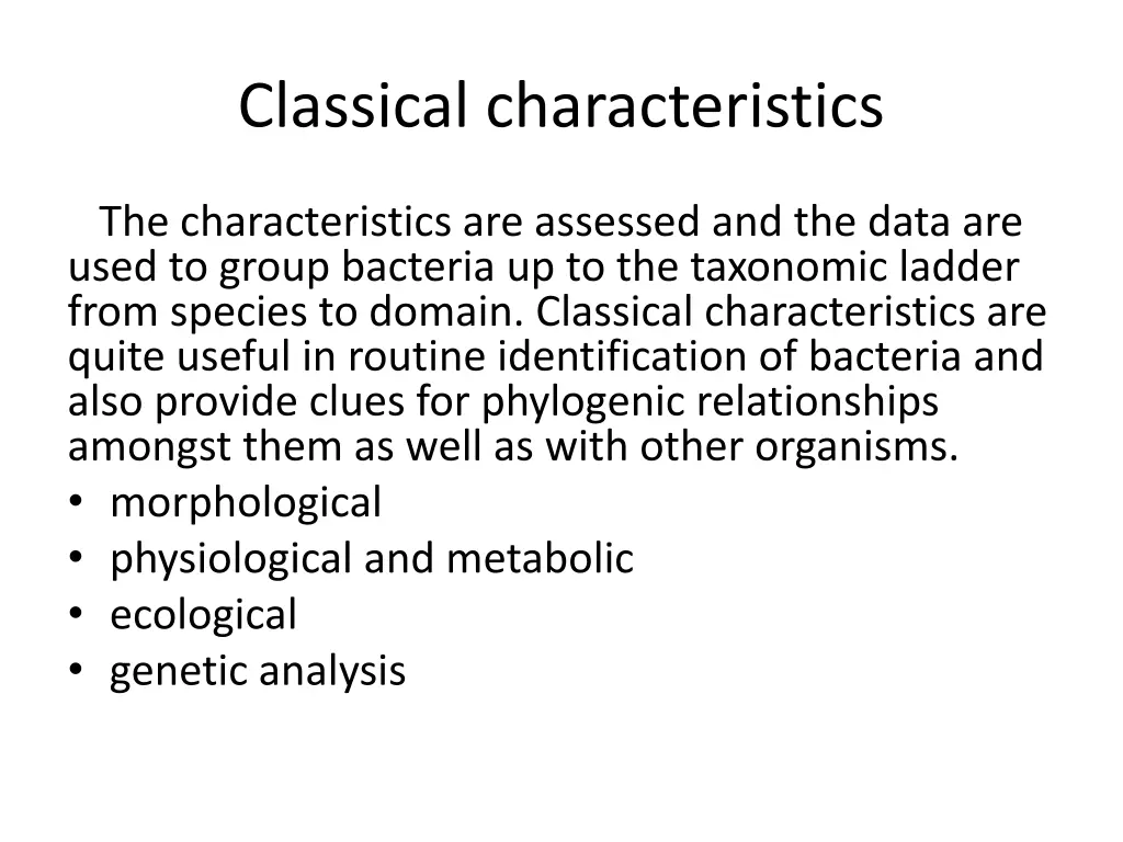 classical characteristics