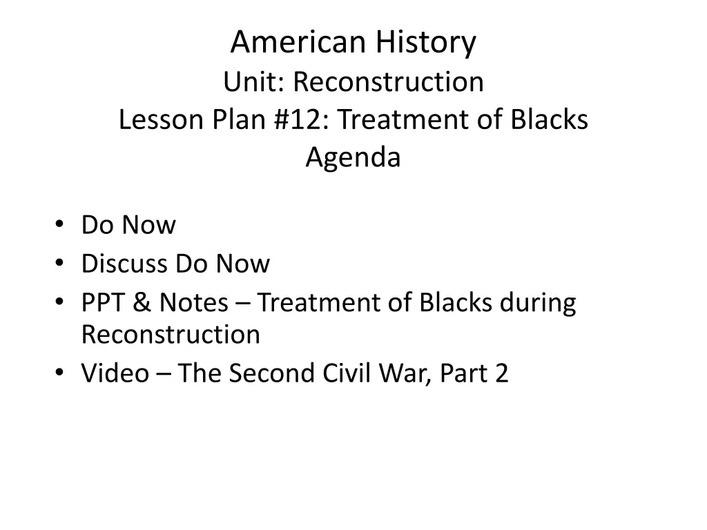american history unit reconstruction lesson plan 1