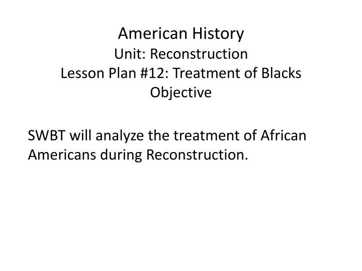 american history unit reconstruction lesson plan