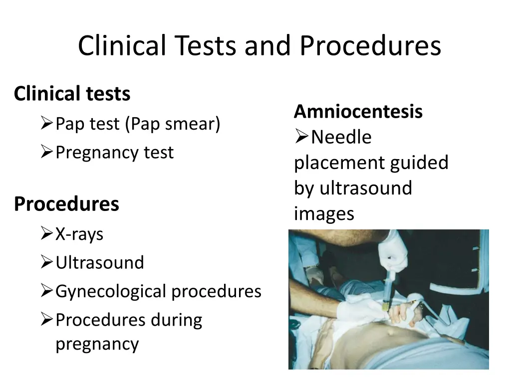 clinical tests and procedures