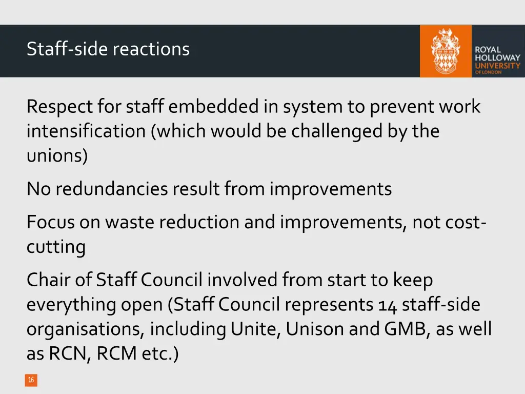 staff side reactions