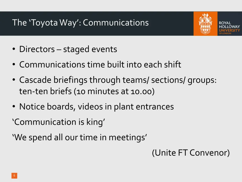 the toyota way communications