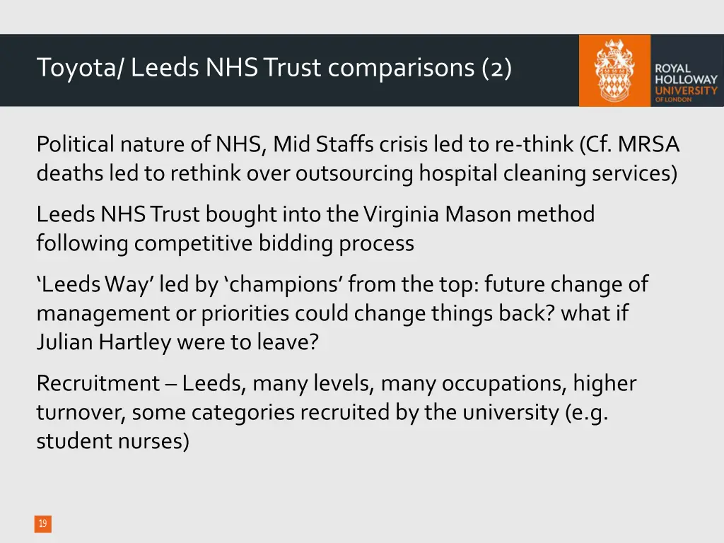 toyota leeds nhs trust comparisons 2