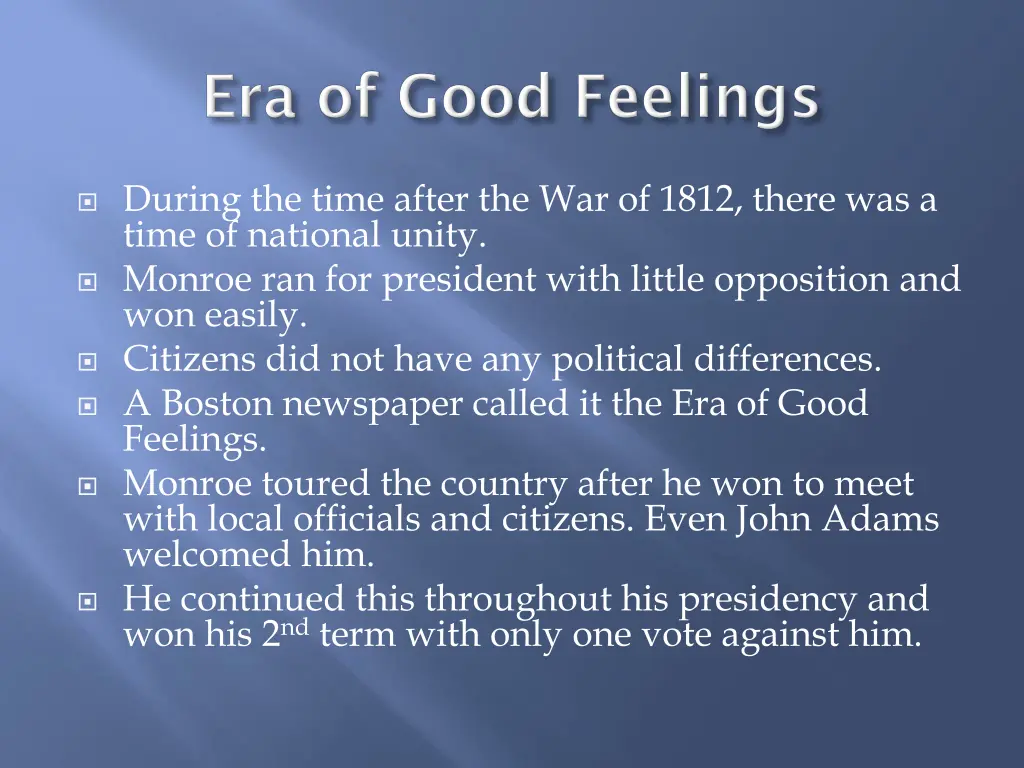 during the time after the war of 1812 there