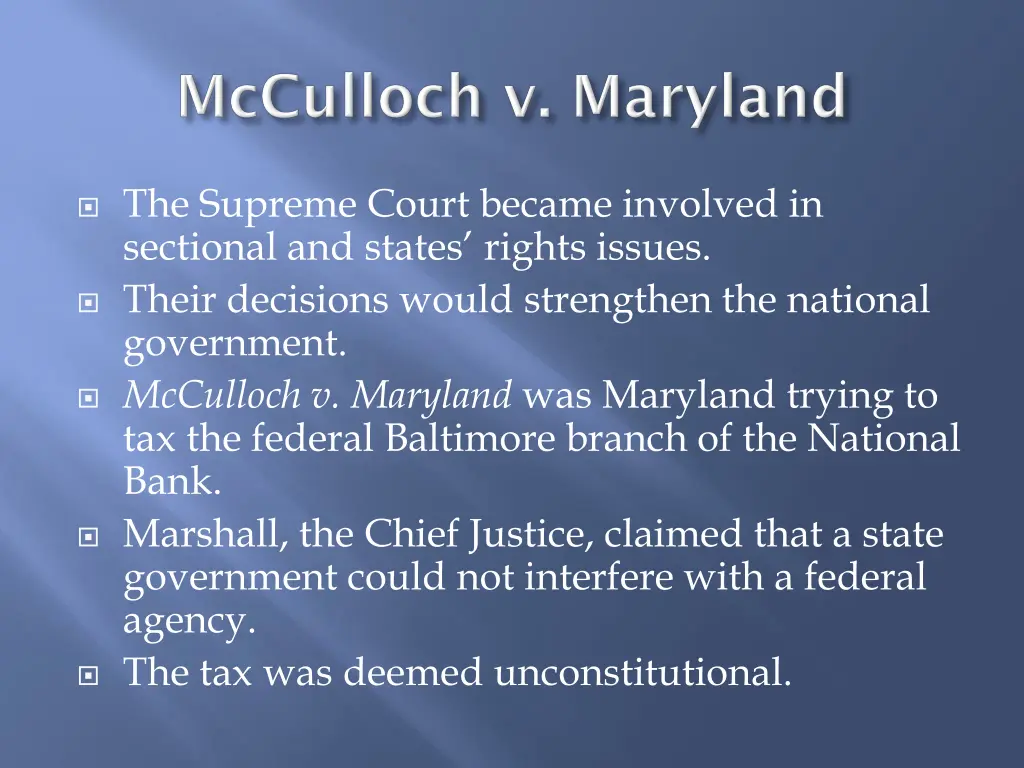 the supreme court became involved in sectional