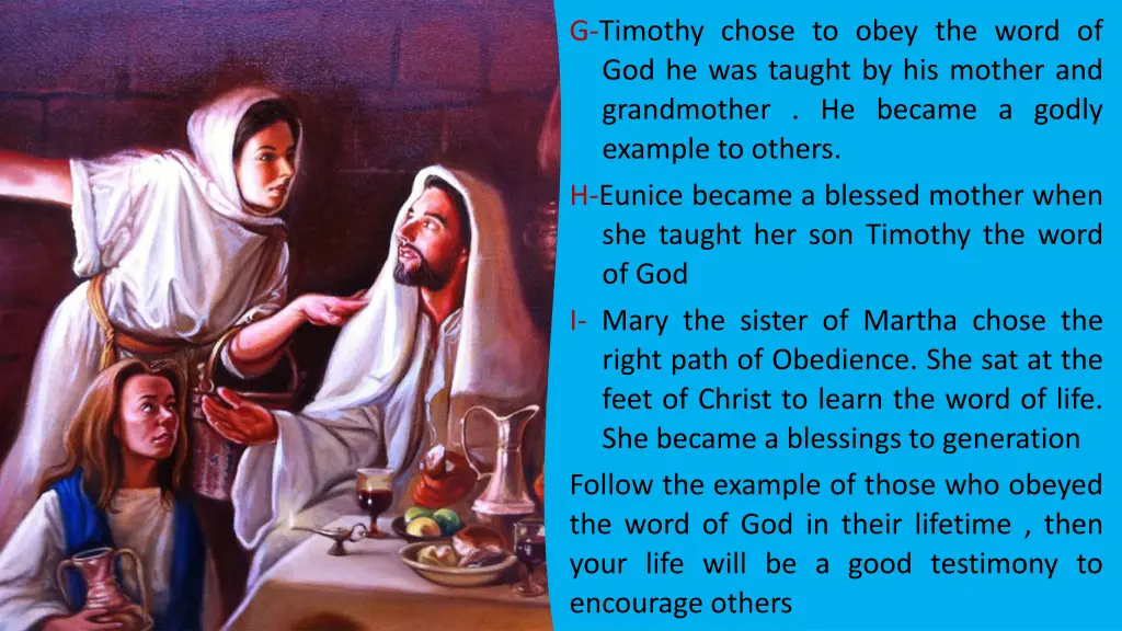 g timothy chose to obey the word