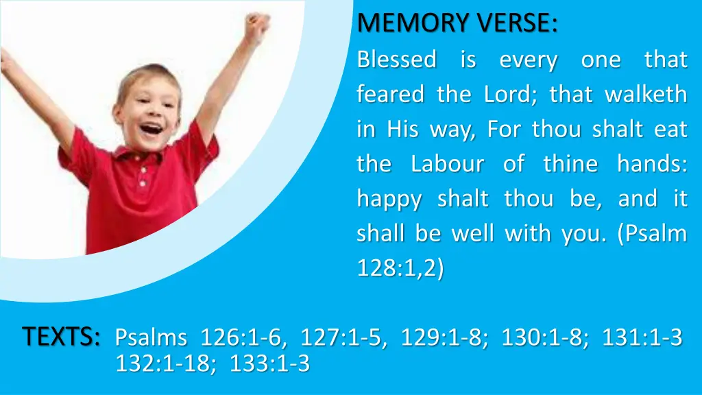 memory verse blessed is every one that feared