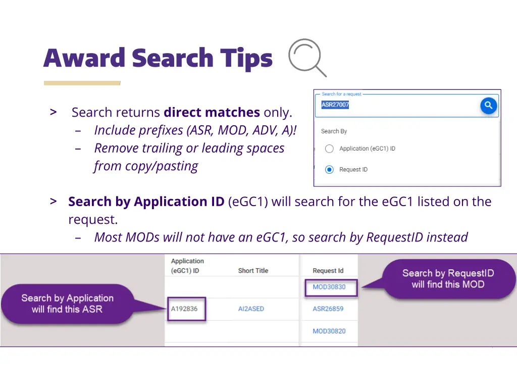 award search tips