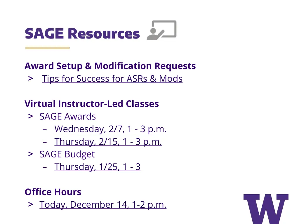 sage resources