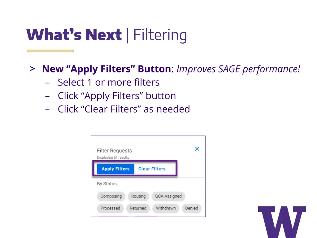 what s next filtering