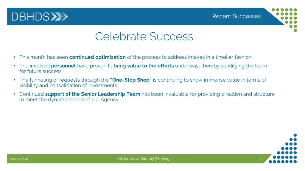 recent successes