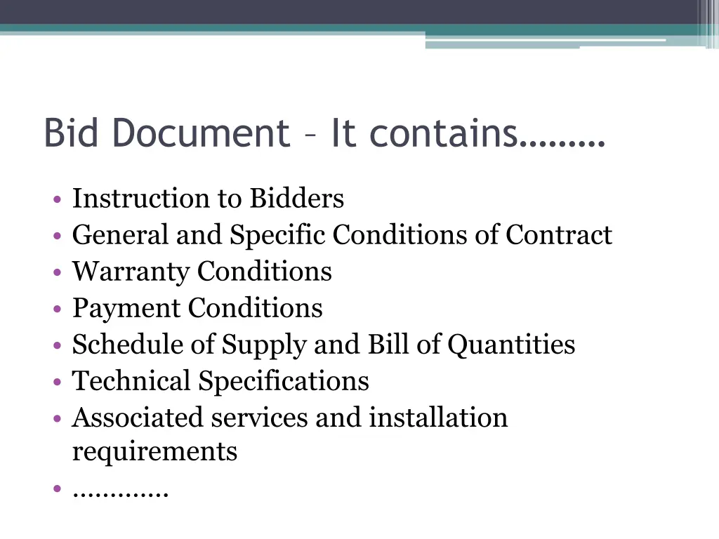 bid document it contains