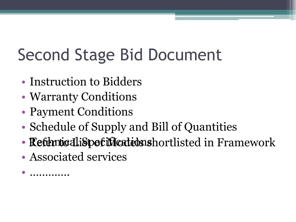 second stage bid document