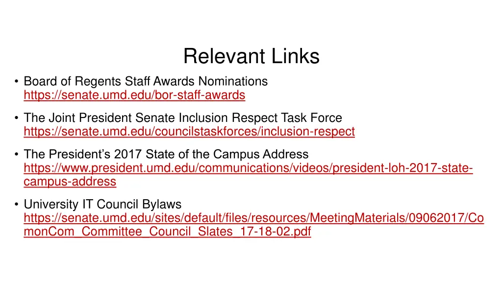 relevant links