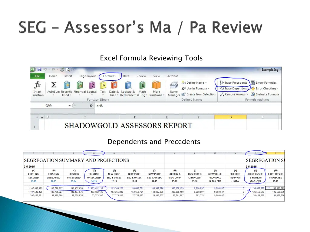 excel formula reviewing tools