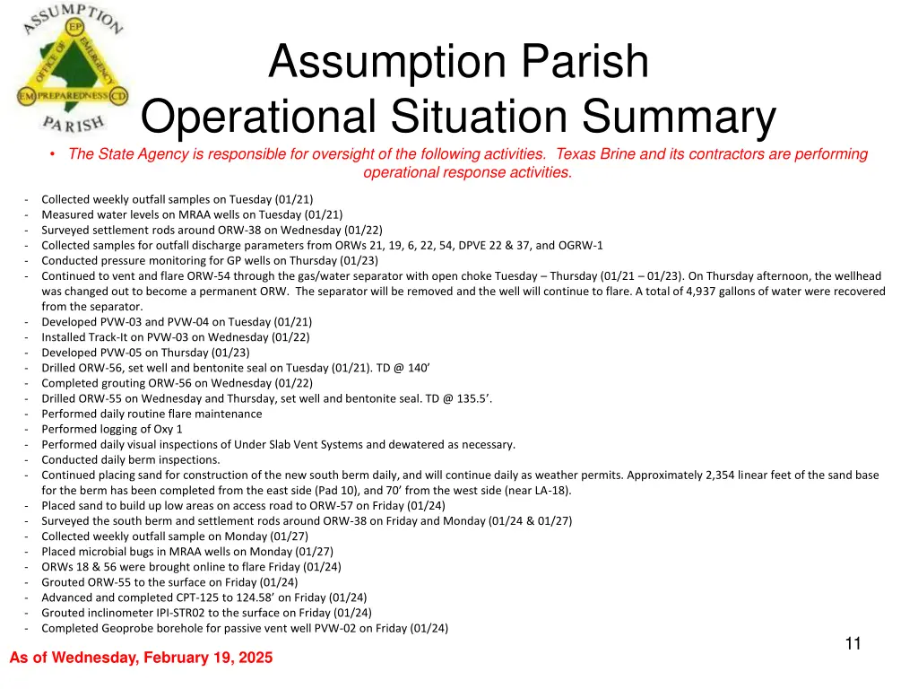 assumption parish operational situation summary 10