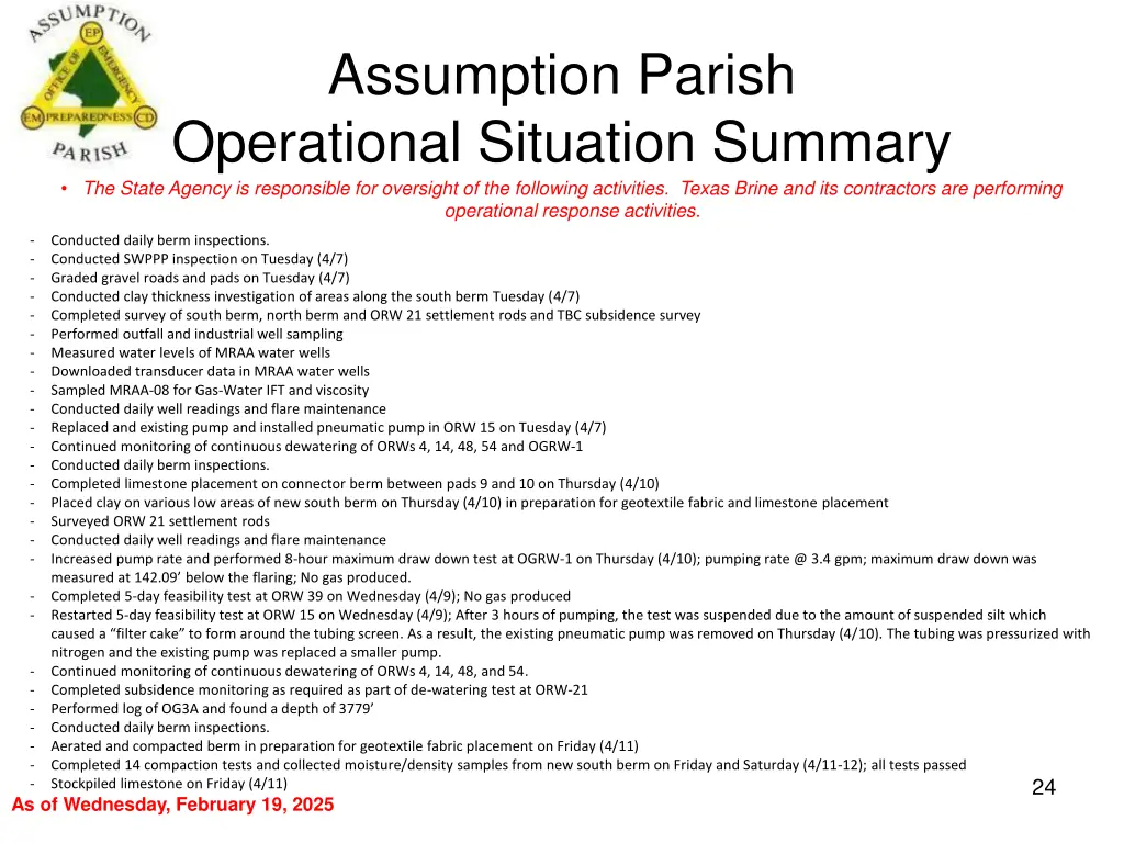 assumption parish operational situation summary 23
