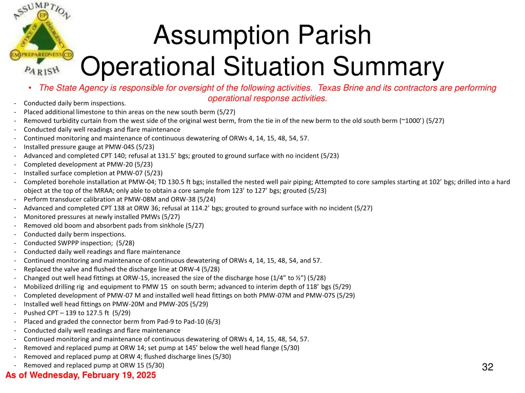 assumption parish operational situation summary 31