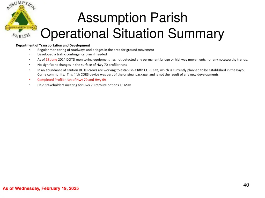 assumption parish operational situation summary 39