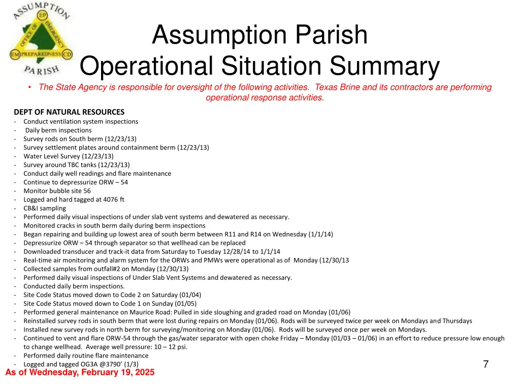 assumption parish operational situation summary 6