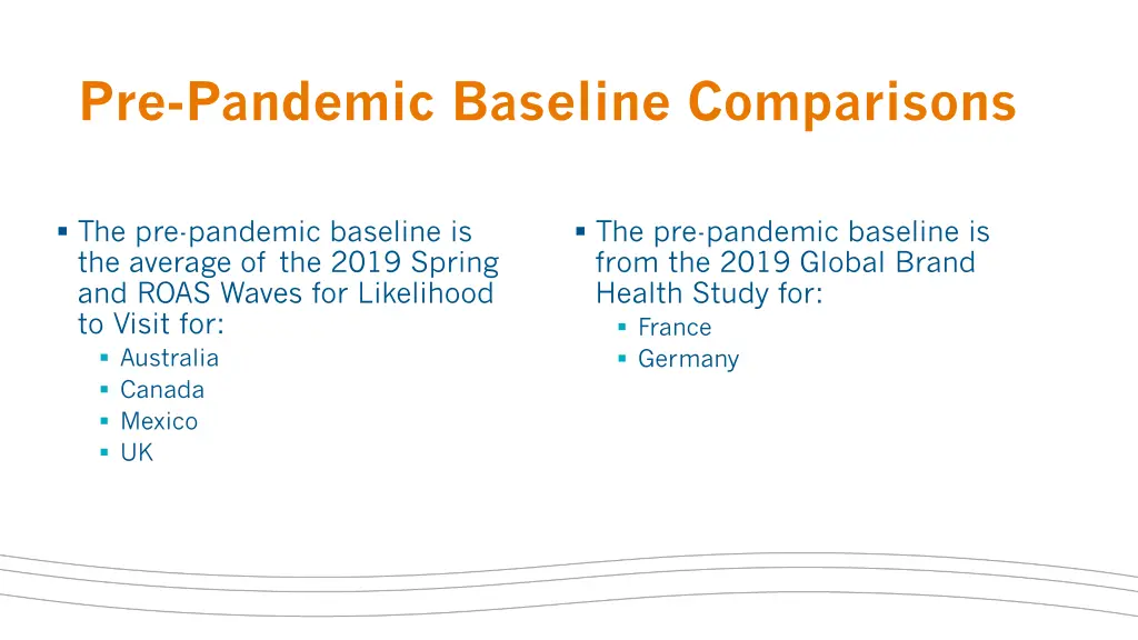 pre pandemic baseline comparisons