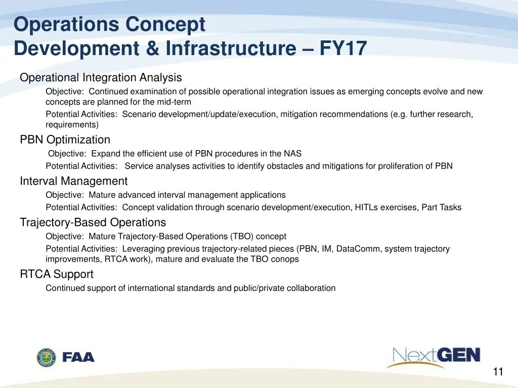 operations concept development infrastructure fy17