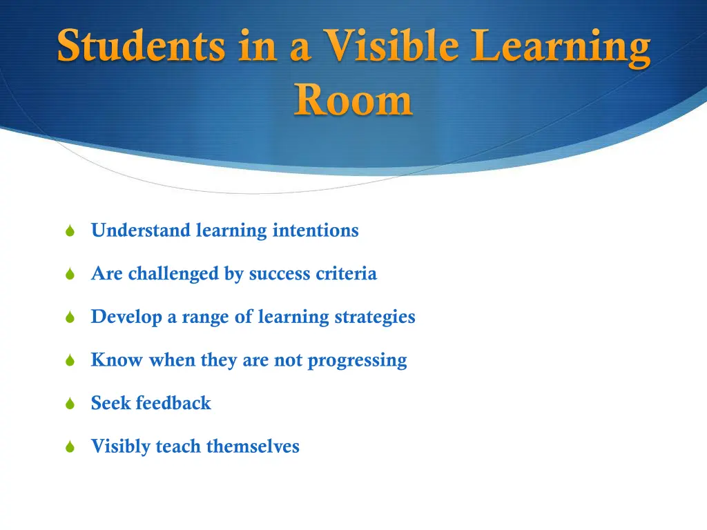 students in a visible learning room