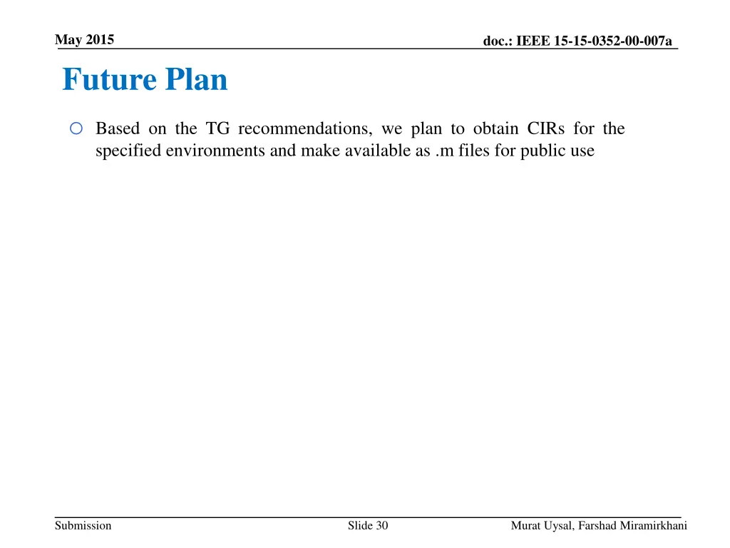 may 2015 future plan