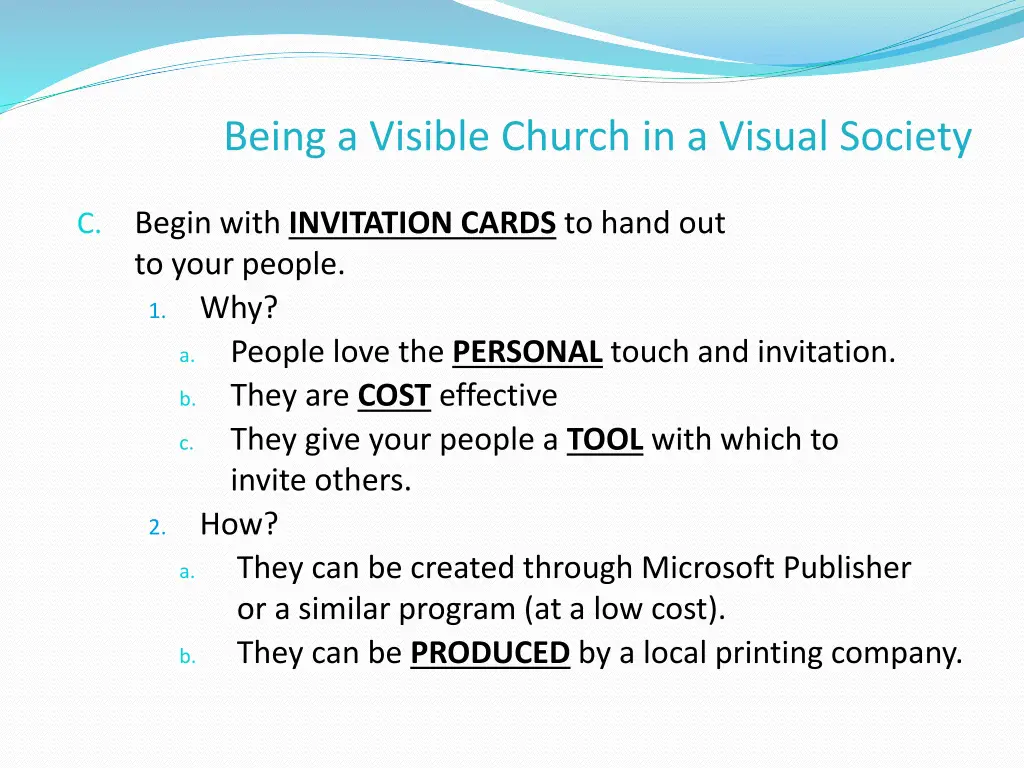 being a visible church in a visual society 11