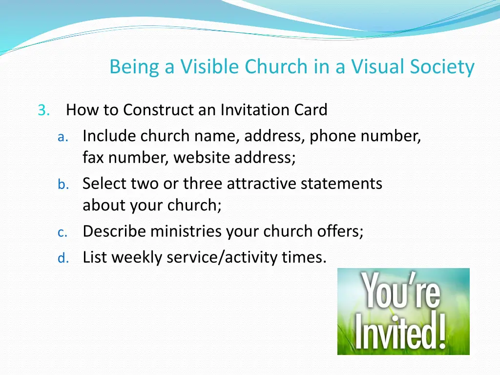 being a visible church in a visual society 12
