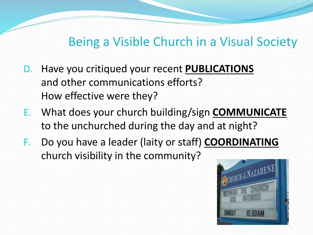 being a visible church in a visual society 5