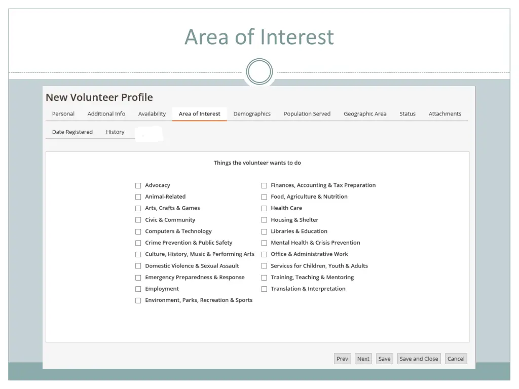 area of interest