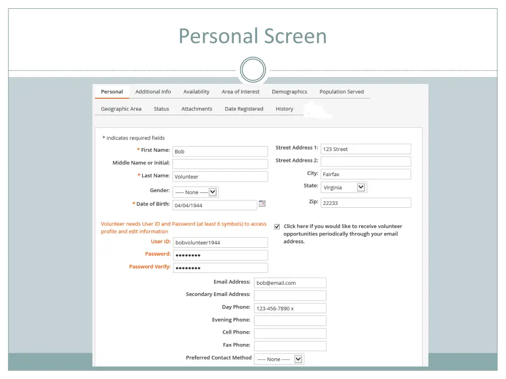 personal screen