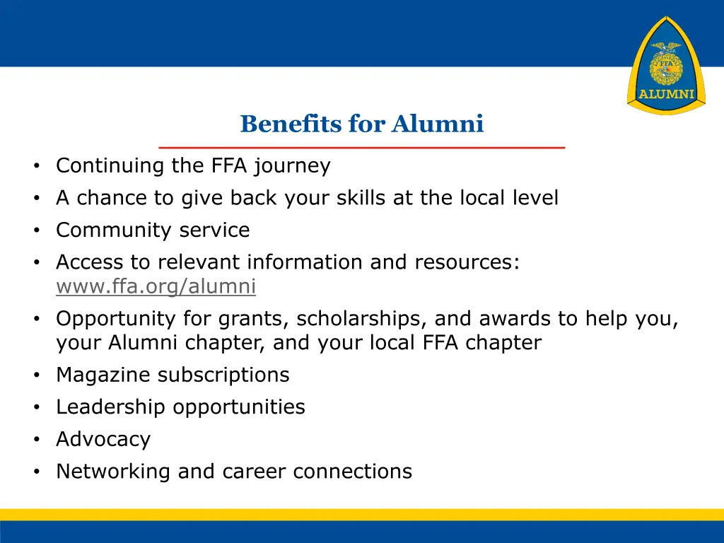 benefits for alumni